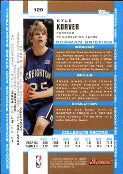 2003-04 Bowman - Gold #129 Kyle Korver Back