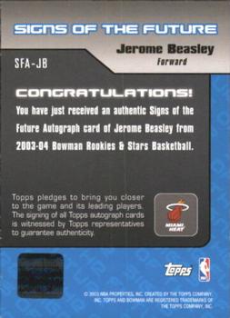2003-04 Bowman - Signs of the Future #SFA-JB Jerome Beasley Back