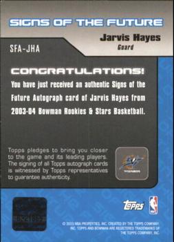 2003-04 Bowman - Signs of the Future #SFA-JHA Jarvis Hayes Back