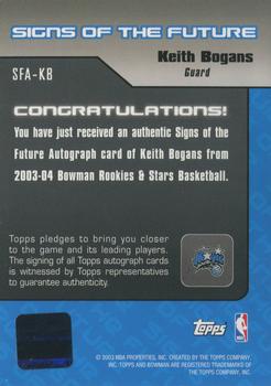 2003-04 Bowman - Signs of the Future #SFA-KB Keith Bogans Back