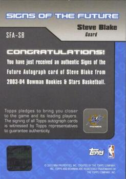 2003-04 Bowman - Signs of the Future #SFA-SB Steve Blake Back
