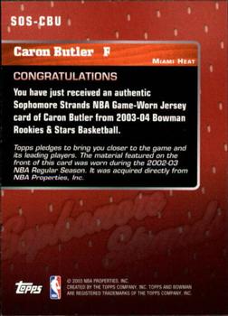 2003-04 Bowman - Sophomore Strands #SOS-CBU Caron Butler Back
