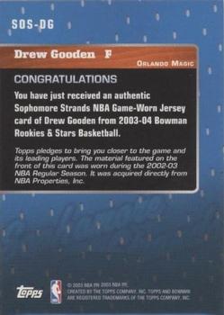 2003-04 Bowman - Sophomore Strands #SOS-DG Drew Gooden Back