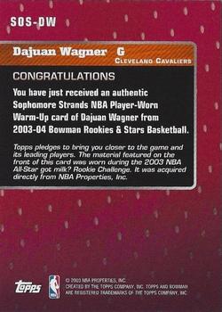 2003-04 Bowman - Sophomore Strands #SOS-DW Dajuan Wagner Back