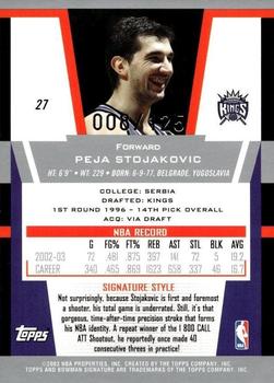 2003-04 Bowman Signature - Foil #27 Peja Stojakovic Back