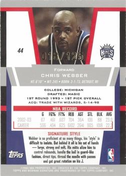 2003-04 Bowman Signature - Foil #44 Chris Webber Back