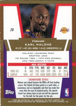 2003-04 Bowman Signature - Gold #28 Karl Malone Back