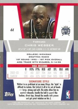 2003-04 Bowman Signature - Silver #44 Chris Webber Back