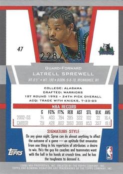 2003-04 Bowman Signature - Silver #47 Latrell Sprewell Back