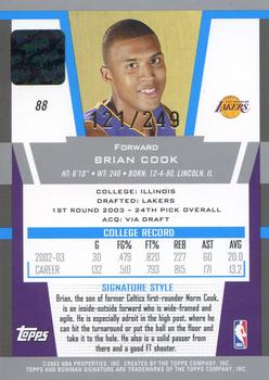 2003-04 Bowman Signature - Silver #88 Brian Cook Back