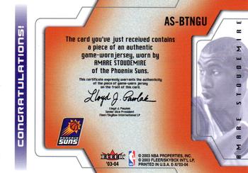 2003-04 E-X - Behind the Numbers Game-Used #AS-BTNGU Amare Stoudemire Back