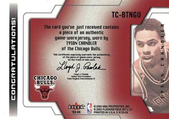 2003-04 E-X - Behind the Numbers Game-Used #TC-BTNGU Tyson Chandler Back