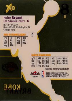 2003-04 E-X - Essential Credentials Future #9 Kobe Bryant Back