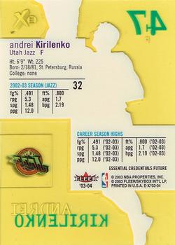 2003-04 E-X - Essential Credentials Future #32 Andrei Kirilenko Back