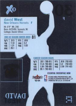 2003-04 E-X - Essential Credentials Now #81 David West Back