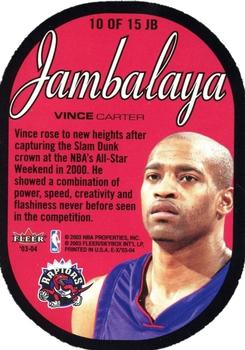 2003-04 E-X - Jambalaya #10 JB Vince Carter Back