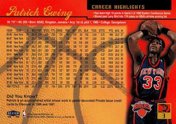 1998-99 Ultra #3 Patrick Ewing Back