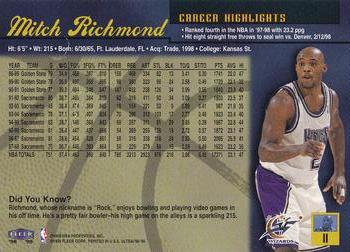 1998-99 Ultra #11 Mitch Richmond Back