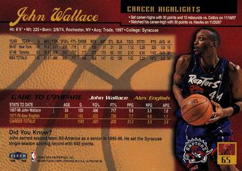1998-99 Ultra #65 John Wallace Back