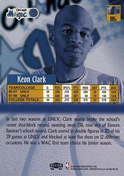 1998-99 Ultra #116 Keon Clark Back