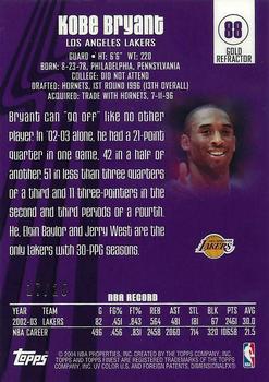 2003-04 Finest - Refractors Gold #88 Kobe Bryant Back