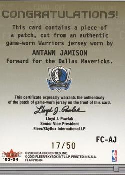 2003-04 Flair - A Cut Above Final Cut #FC-AJ Antawn Jamison Back