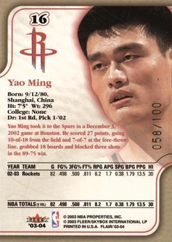 2003-04 Flair - Row 1 #16 Yao Ming Back