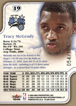 2003-04 Flair - Row 1 #19 Tracy McGrady Back