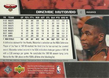 1998-99 Upper Deck #3 Dikembe Mutombo Back