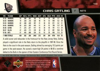 1998-99 Upper Deck #100 Chris Gatling Back
