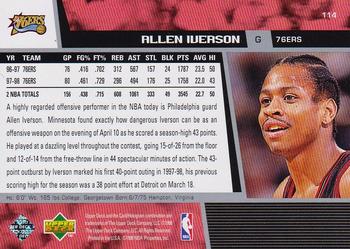 1998-99 Upper Deck #114 Allen Iverson Back
