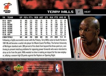 1998-99 Upper Deck #218 Terry Mills Back
