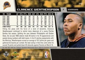 1998-99 Upper Deck #289 Clarence Weatherspoon Back