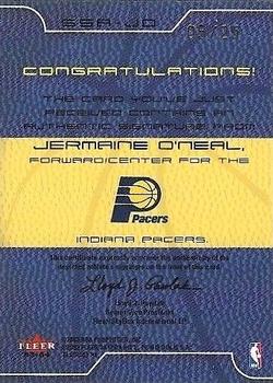 2003-04 Flair - Sweet Swatch Autographs Gold #SSA-JO Jermaine O'Neal Back