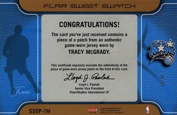 2003-04 Flair - Sweet Swatch Jumbos Patches #SSOP-TM Tracy McGrady Back