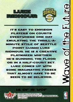 2003-04 Flair - Wave of the Future #14 WOF Luke Ridnour Back