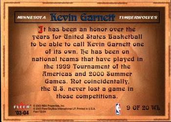 2003-04 Flair - World Leaders #9 WL Kevin Garnett Back