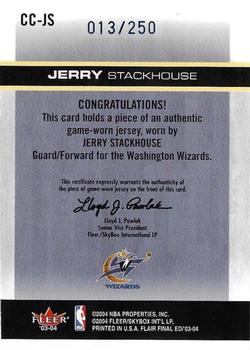 2003-04 Flair Final Edition - Courtside Cuts Jerseys (250) #CC-JS Jerry Stackhouse Back