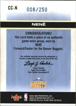 2003-04 Flair Final Edition - Courtside Cuts Jerseys (250) #CC-N Nene Back