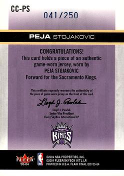 2003-04 Flair Final Edition - Courtside Cuts Jerseys (250) #CC-PS Peja Stojakovic Back