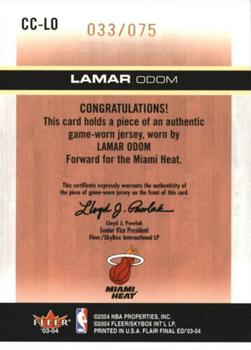 2003-04 Flair Final Edition - Courtside Cuts Jerseys (75) #CC-LO Lamar Odom Back