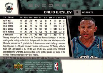 1998-99 Upper Deck Encore #7 David Wesley Back