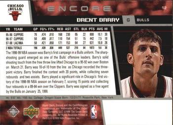 1998-99 Upper Deck Encore #12 Brent Barry Back