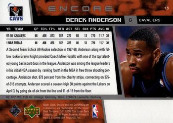 1998-99 Upper Deck Encore #15 Derek Anderson Back