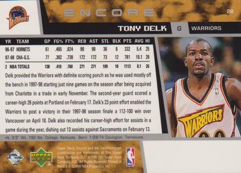 1998-99 Upper Deck Encore #26 Tony Delk Back