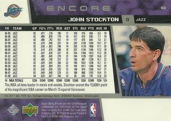 1998-99 Upper Deck Encore #83 John Stockton Back