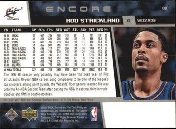 1998-99 Upper Deck Encore #89 Rod Strickland Back