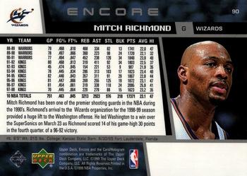 1998-99 Upper Deck Encore #90 Mitch Richmond Back