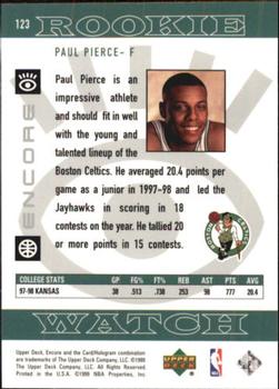 1998-99 Upper Deck Encore #123 Paul Pierce Back