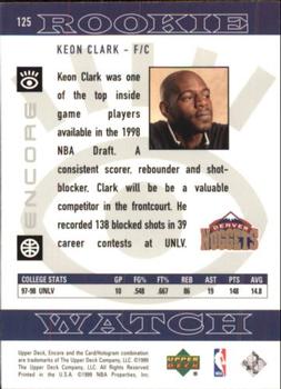 1998-99 Upper Deck Encore #125 Keon Clark Back